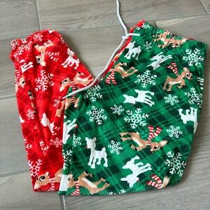 Rudolph split color fleece joggers